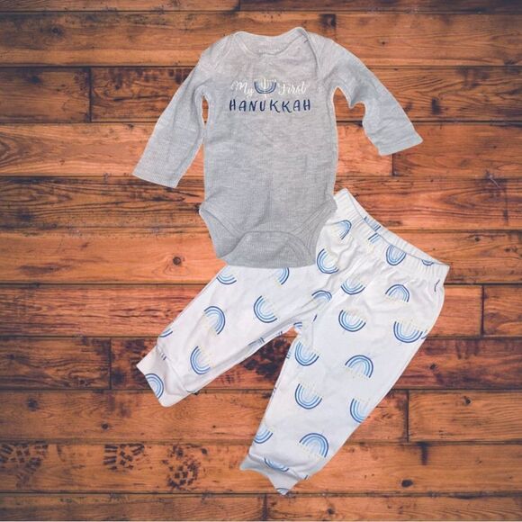 5 for $25🔥Kyle & Deena "My First Hanukkah"  Matching Set Baby Size 3-6 Months - Picture 1 of 4